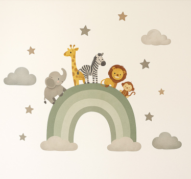 Wandtattoo kinderzimmer tierische regenbogenabenteuer - TenStickers