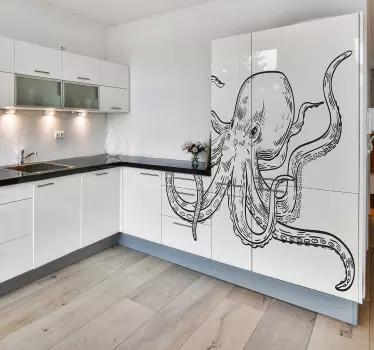 Oktopus Zeichnung Wandtattoo für Küche - TenStickers