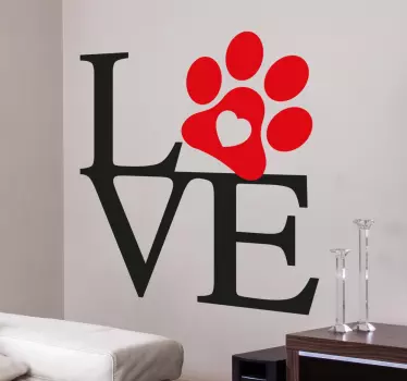 Wandtattoo Love Hundepfote - TenStickers