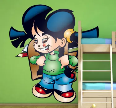 Wandtattoo Mädchen geht zur Schule - TenStickers