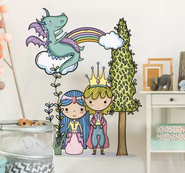 Aufkleber Kinderzimmer Magische Welt Drache Regenbogen - TenStickers