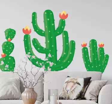 Wandtattoo Pflanze Drei blumige nüchterne kakteen - TenStickers
