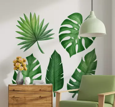 Wandtattoo Pflanze Realistische tropische blattsammlung - TenStickers