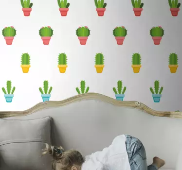 Wandtattoo Pflanze Satz kakteen in töpfen - TenStickers