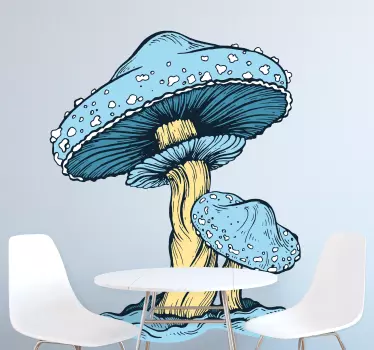 Wandtattoo Pflanzen blaues pilzdesign - TenStickers