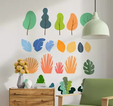 Wandtattoo pflanzen bunte blättervielfalt - TenStickers
