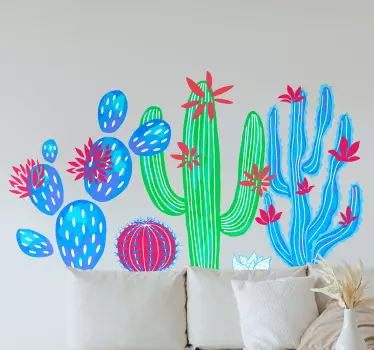 Wandtattoo pflanzen bunte kaktusarrangements - TenStickers