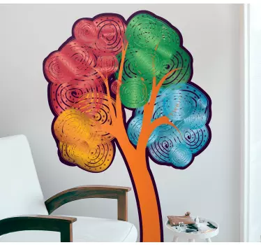 Wandtattoo pflanzen bunter spiralbaum - TenStickers