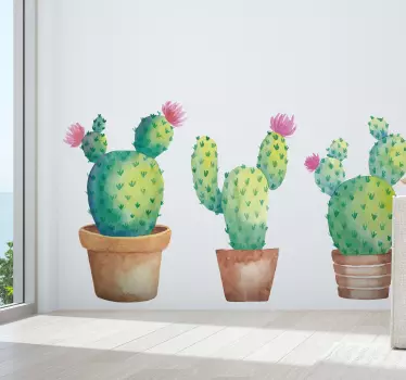 Wandtattoo pflanzen lebendiges kaktus trio - TenStickers