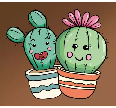 Wandtattoo pflanzen süße cartoon-kaktusse - TenStickers