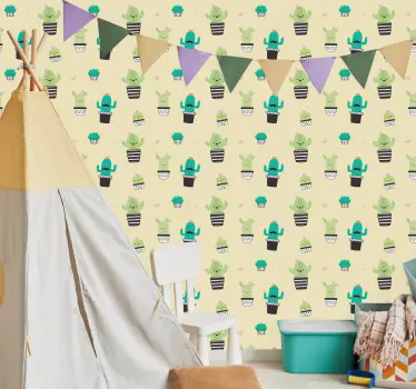 Wandaufkleber Blumen Kaktus - TenStickers