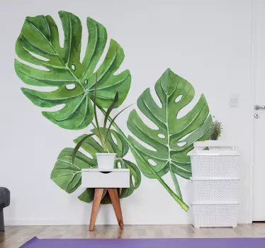 Wandtattoo Ranke Pflanze Monstera Aquarell Blätter - TenStickers