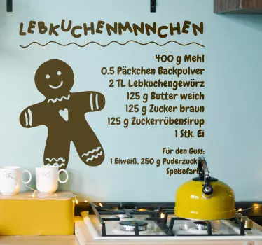 Wandsticker Lebkuchenmann Rezept - TenStickers