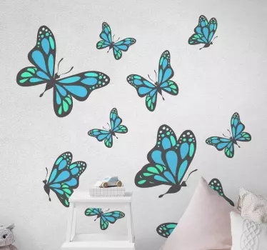 Wandtattoo Wohnzimmer bunte schmetterlingssammlung - TenStickers