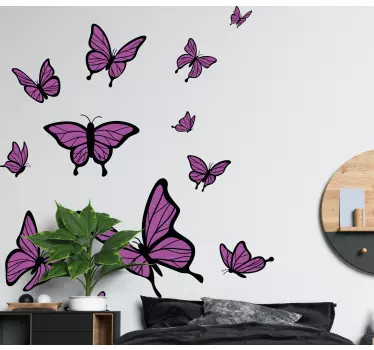 Wandtattoo schmetterling flatternde lila schmetterlinge - TenStickers