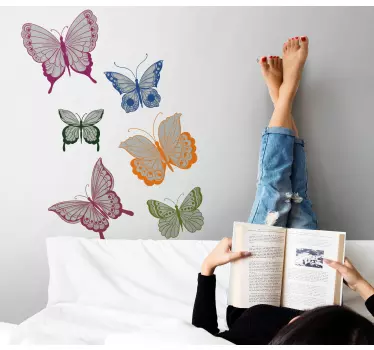 Wandtattoo schmetterling lebhafte schmetterlingskollektion - TenStickers