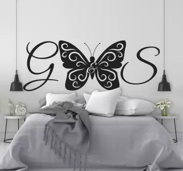 Wandtattoo schmetterling schönes design mit initialen - TenStickers