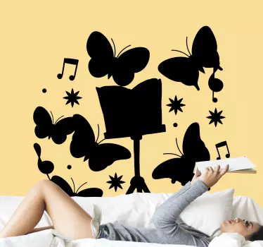 Wandtattoo schmetterling und musik - TenStickers