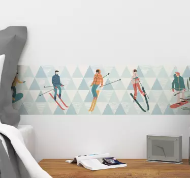 Wandtattoo Sport Skifahrer Bordüre - TenStickers