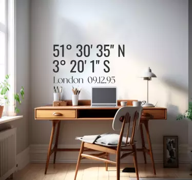 Wandtattoo Städte und Länder Benutzerdefinierte koordinaten - TenStickers