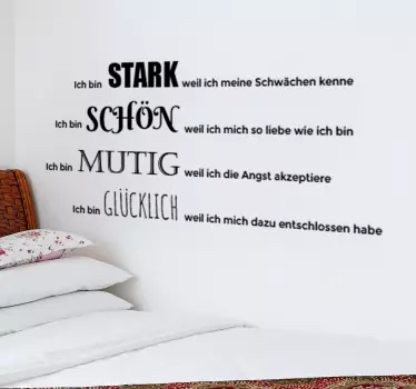 Wandtattoo Stark Schön Mutig Glücklich - TenStickers