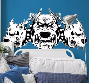 Wandtattoo Tier Drei wütende Hundeköpfe - TenStickers