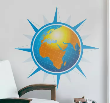 Wandtattoo umrahmter Globus - TenStickers