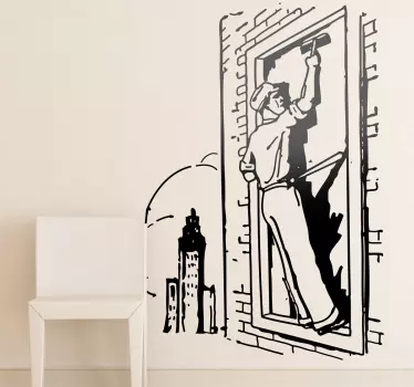 Wandtattoo Umrisse Fensterputzer - TenStickers
