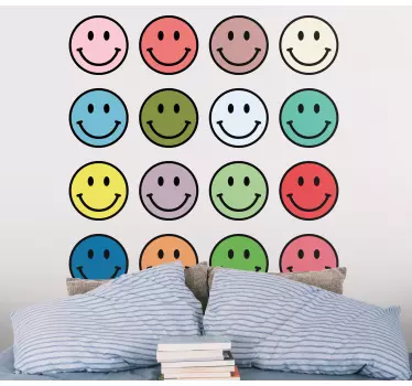 Wandtattoo Verschiedene Farben '90er smileys - TenStickers