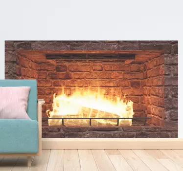 Wandtattoo Wohnzimmer visuelle Effekte Kaminbild - TenStickers