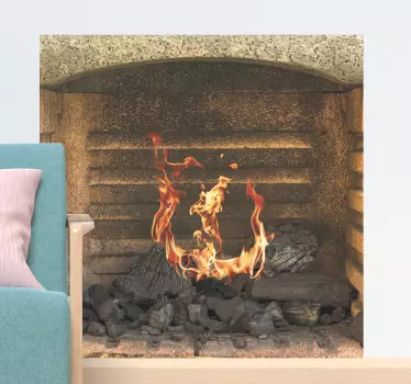 Wandtattoo visuelle Effekte Kamin mit brennendem feuer - TenStickers