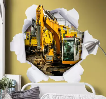 Aufkleber visuelle Effekte mit orangenen Bagger - TenStickers