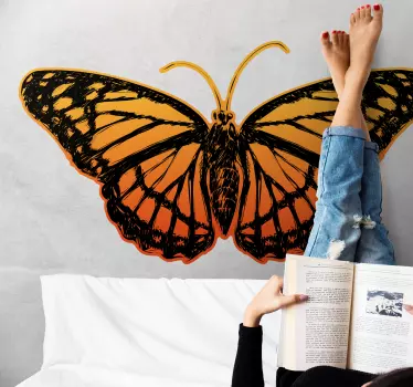 Wandtattoo schmetterling orange und schwarzes design - TenStickers