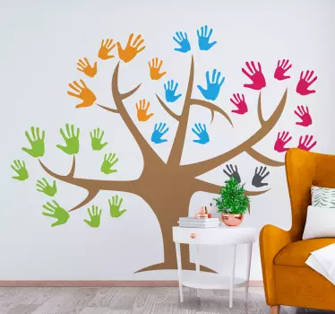 Wandtattoo Wald Baum des lebens handabdrücke - TenStickers