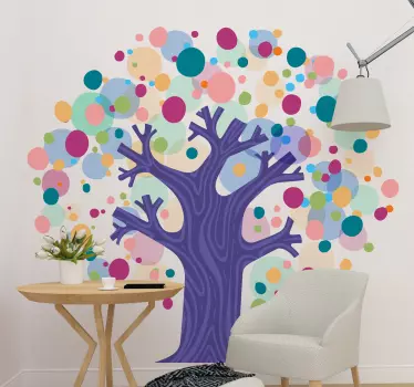 Wandtattoo Wald Baum des lebens regenbogenpunkte - TenStickers