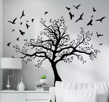 Wandtattoo Baum Großer Baum mit Vögeln - TenStickers