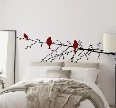Wandtattoo Baum rote vögel auf zweig - TenStickers