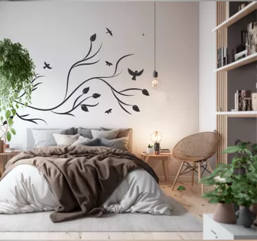 Wandtattoo Wald Zweig mit vögeln - TenStickers