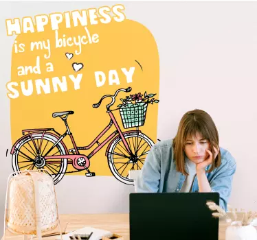 Text aufkleber sonniger tag und ein fahrrad - TenStickers