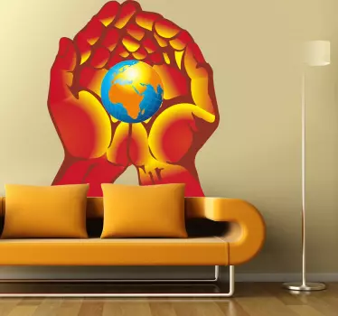 Wandtattoo Welt in den Händen - TenStickers