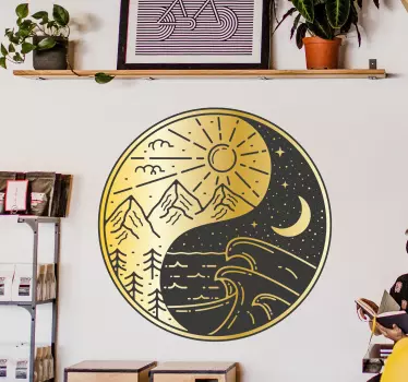 Wandtattoo Weltall Mond ying yang - TenStickers