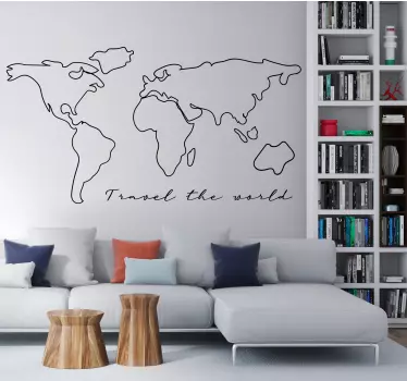 Wandtattoo Weltkarte Weltkarte mit reisetext - TenStickers