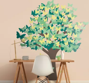 Wandtattoo Jugendzimmer Baum mit Schmetterlingen - TenStickers