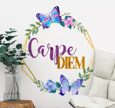 Aufkleber Motivationsspruch Carpe Diem Schmetterling - TenStickers