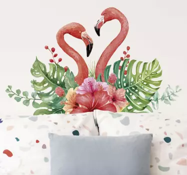 Wandtattoo Ranke Pflanze Flamingo Pärchen - TenStickers