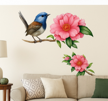 Wandtattoo wohnzimmer lebendige vogelgrafiken - TenStickers