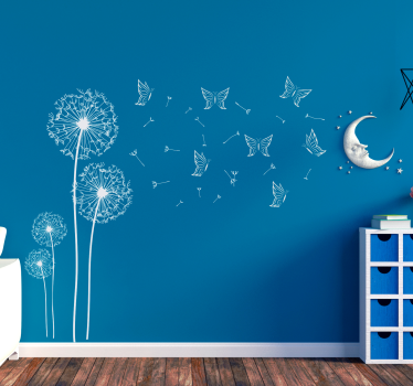 Wandaufkleber Schlafzimmer Löwenzahn Schmetterlinge - TenStickers