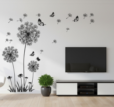 Wandtattoo wohnzimmer pusteblume schmetterling - TenStickers