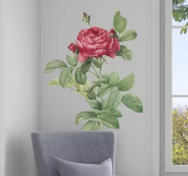 Rote Rose Wandtattoo Wohnzimmer - TenStickers