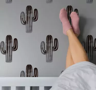 Wandtattoo Ranke Pflanze Schwarz-weiß Kaktus - TenStickers